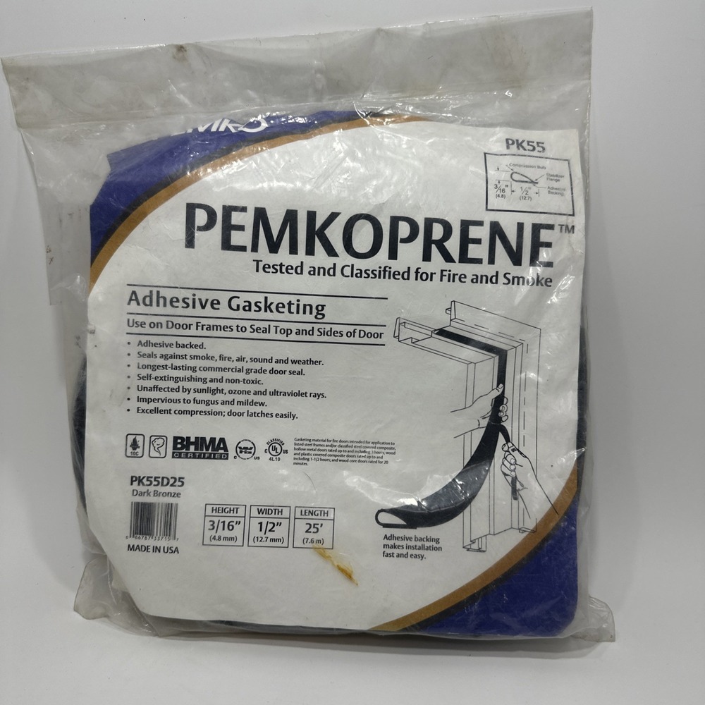 Pemko PK55D25 Fire Smoke Door Edge Sealing Gasket 25ft Dark Bronze NOS